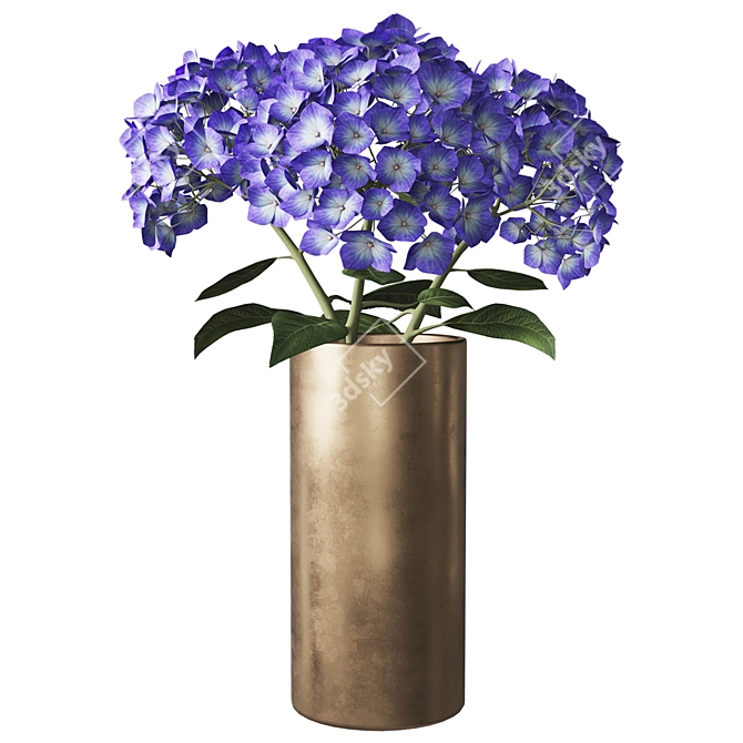 Elegant Hydrangea Branches Vase 3D model image 15