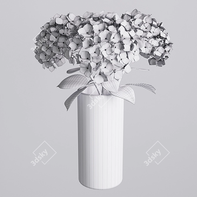 Elegant Hydrangea Branches Vase 3D model image 17