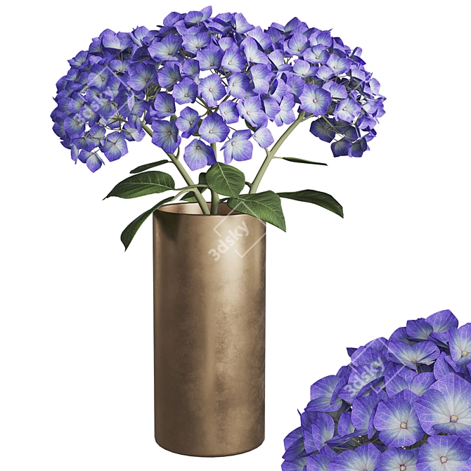 Elegant Hydrangea Branches Vase 3D model image 18