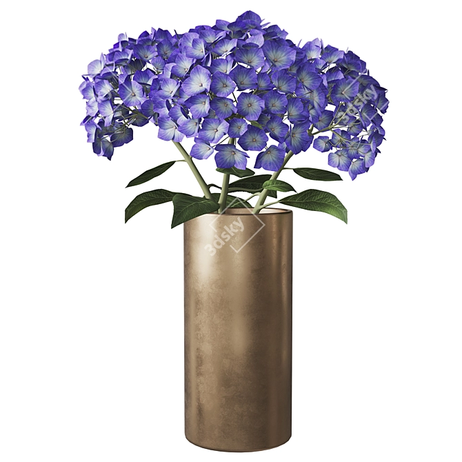 Elegant Hydrangea Branches Vase 3D model image 19