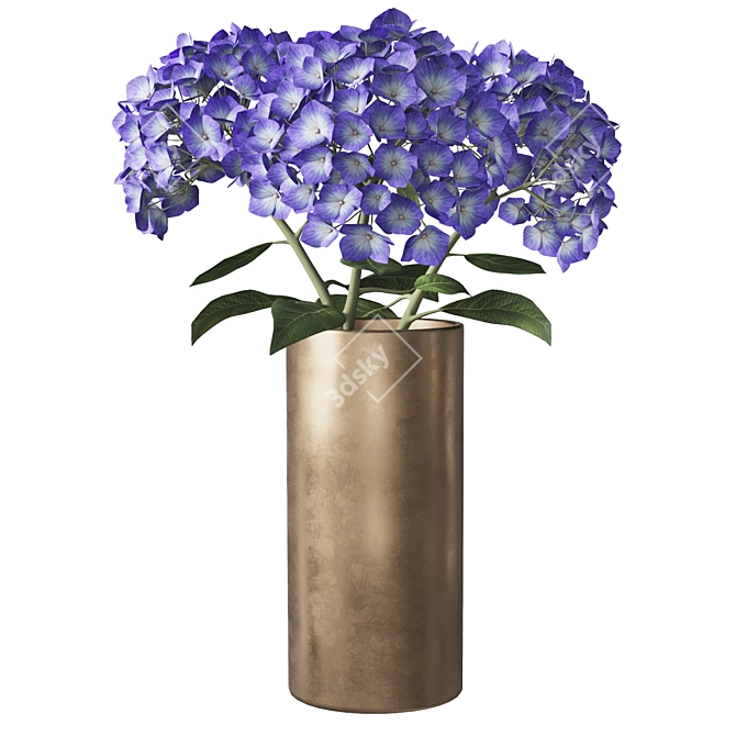 Elegant Hydrangea Branches Vase 3D model image 22