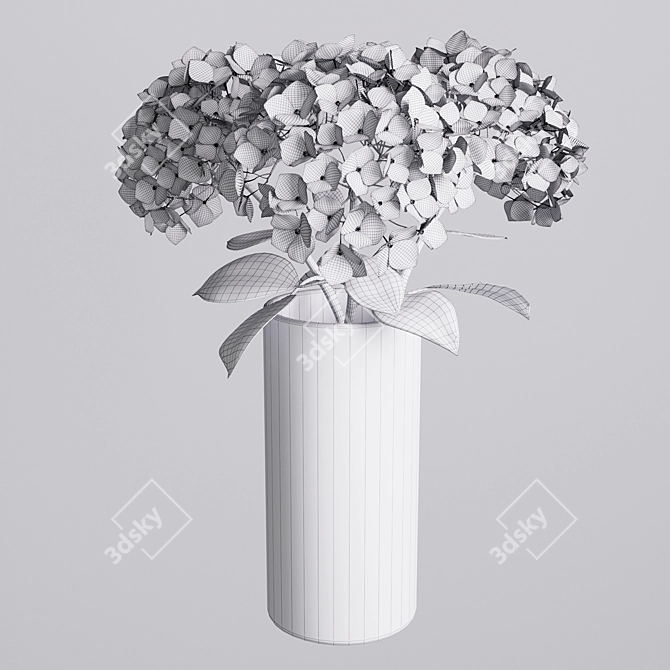 Elegant Hydrangea Branches Vase 3D model image 26