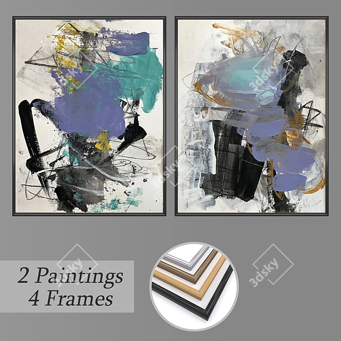 Dual Art Set: Wall Paintings & Frames 3D model image 1