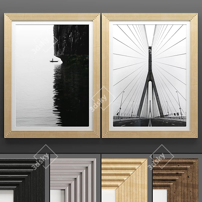 Modern Art Frame Set - 2 Frames, 4 Textures 3D model image 1