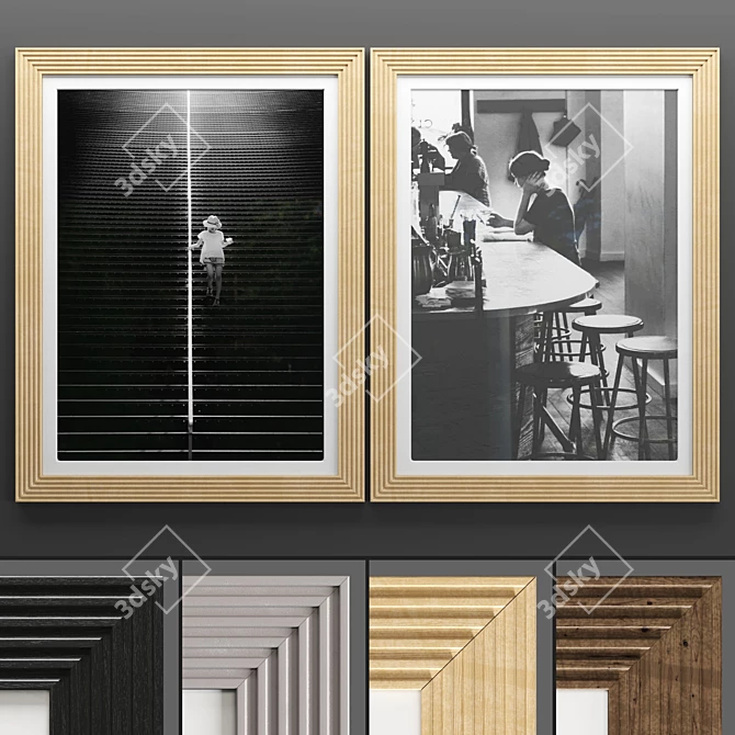 Modern Art Frame Set | 2 Frames | 4 Textures | 50x70 cm Size 3D model image 1