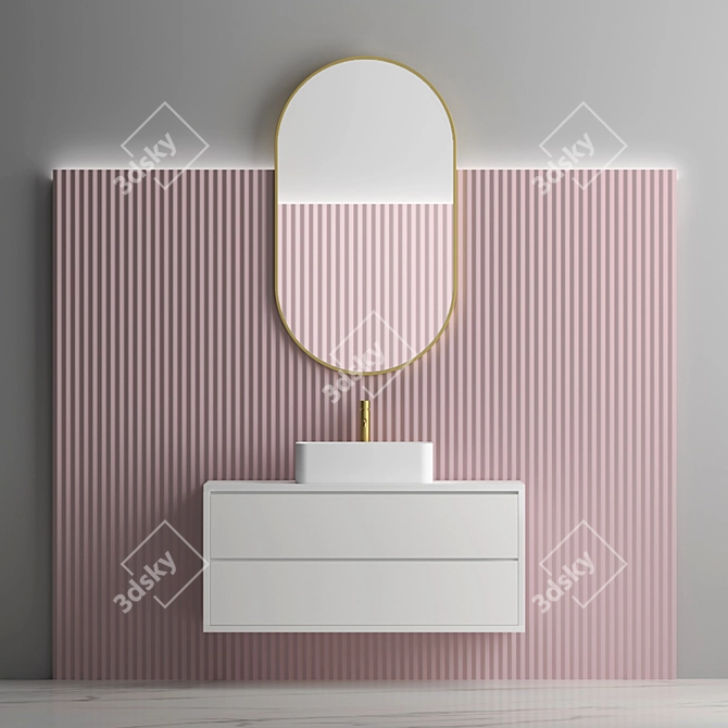 Modern Illuminated Bathroom Set 3D model image 3