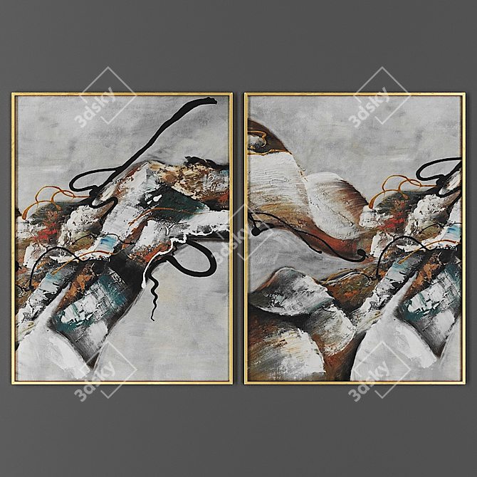 Elegant Duo: Picture Frame Set 3D model image 1