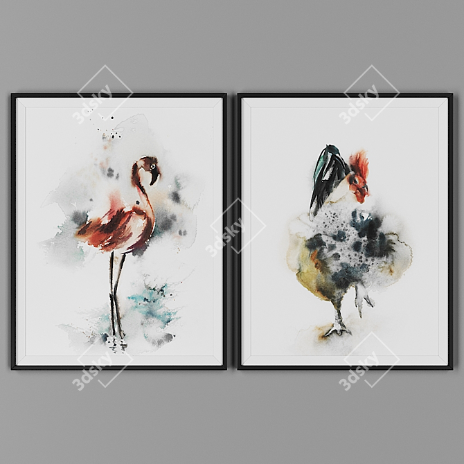 Modern Collection Black Frame Set 3D model image 1