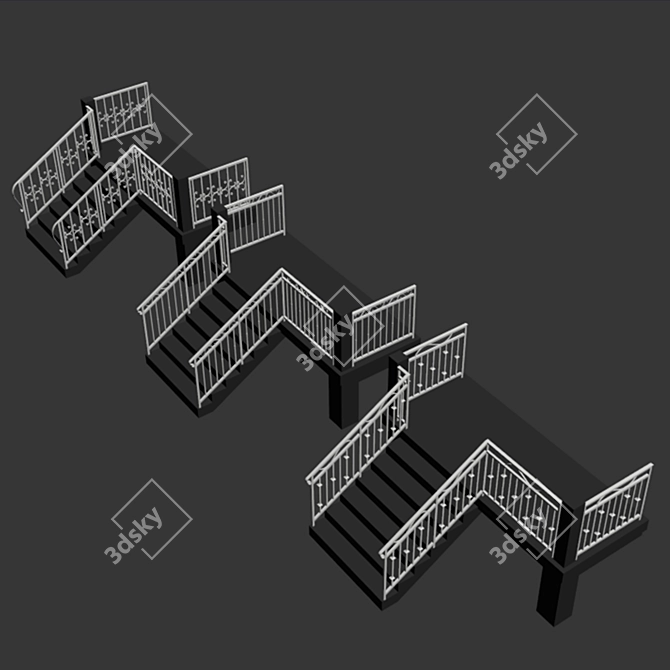 Sleek Metal Railings  3D model image 4