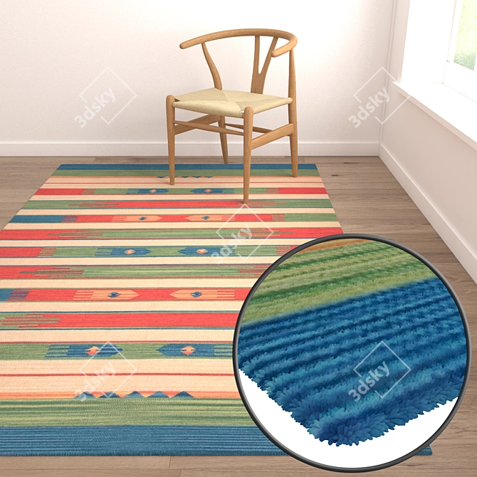 High Quality Set of 3 Carpets 3D model image 5