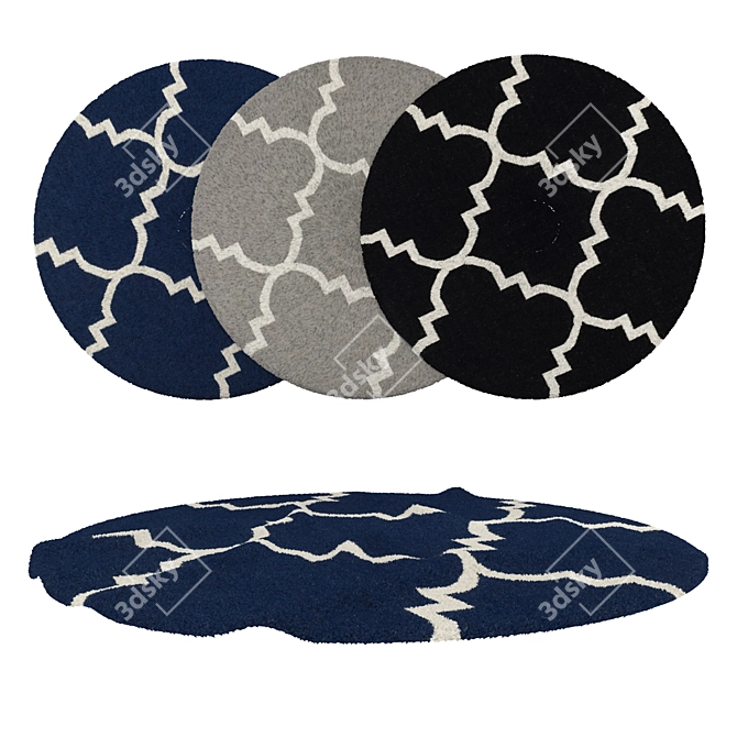 Round Carpets Set 90: Versatile & Detailed 3D Rug Collection 3D model image 1