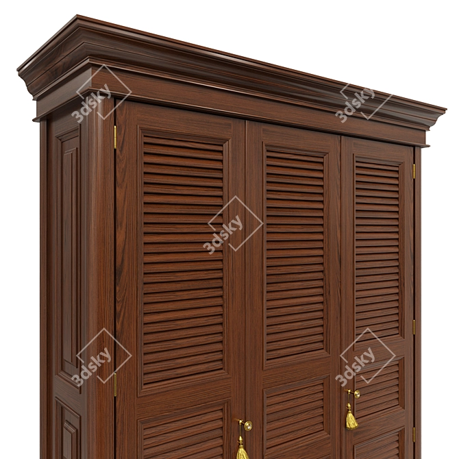 Classic Wood Wardrobe 3D model image 3