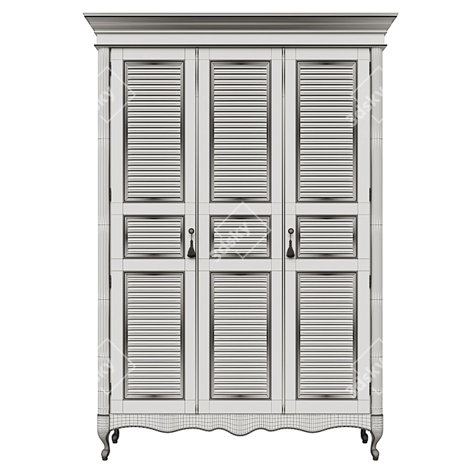 Classic Wood Wardrobe 3D model image 5