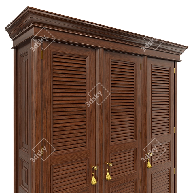 Solid Wood Wardrobe 3D model image 3