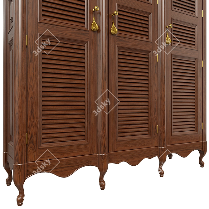 Solid Wood Wardrobe 3D model image 4