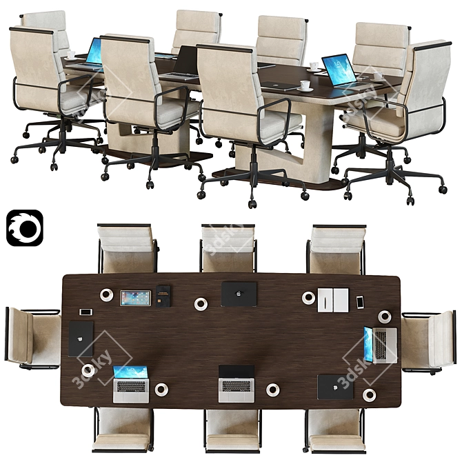 Modern Conference Table 01 3D model image 2