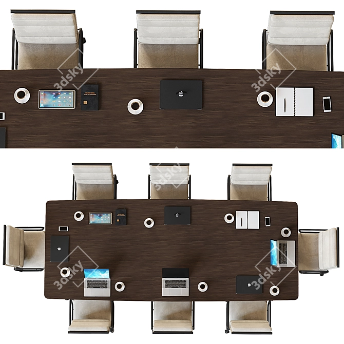 Modern Conference Table 01 3D model image 3