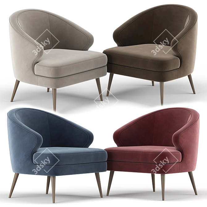 Elegant Xangai Armchair 3D model image 2