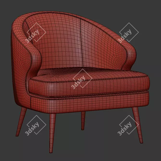 Elegant Xangai Armchair 3D model image 4