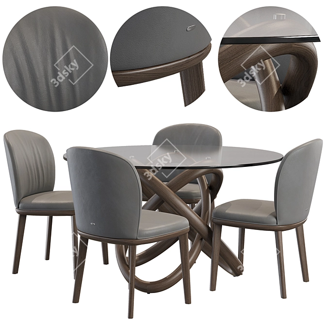 Modern Cattelan Chris Chair & Carioca Table Set 3D model image 2