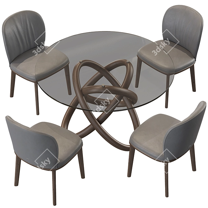 Modern Cattelan Chris Chair & Carioca Table Set 3D model image 3