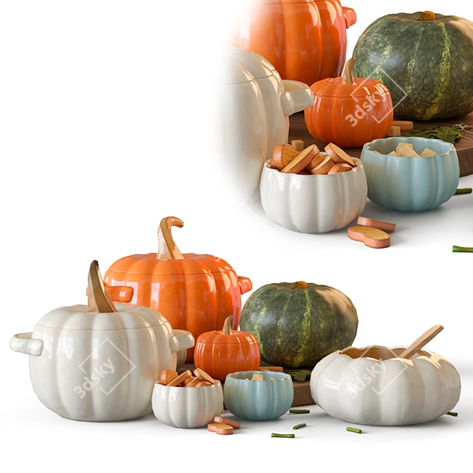 Harvest Pumpkin Decor Set 3D model image 2