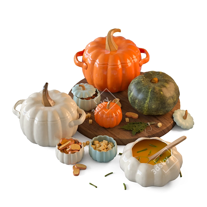 Harvest Pumpkin Decor Set 3D model image 6