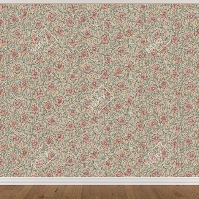 Seamless Wallpaper Set 1611 (3 Colors) 3D model image 4