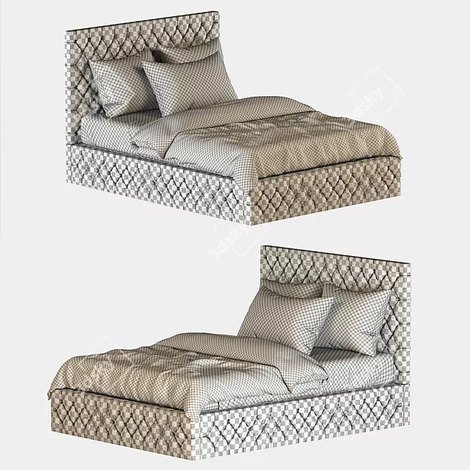 Luxury Wingback Double Bed: Soverom Inspirasjon 3D model image 4