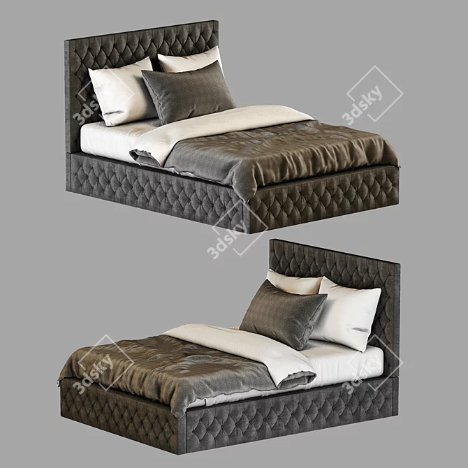 Luxury Wingback Double Bed: Soverom Inspirasjon 3D model image 5