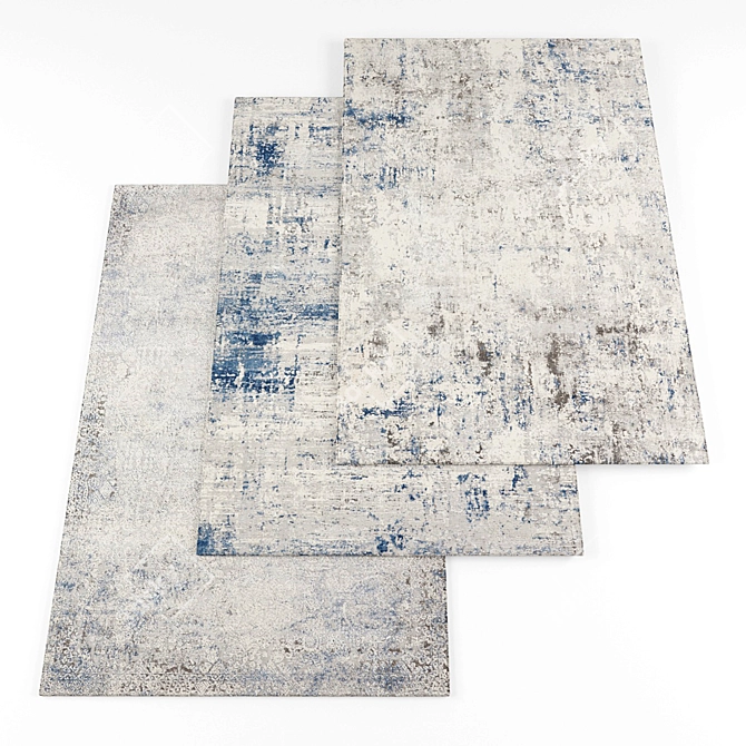 Versatile Collection of 4 Textured Rugs 3D model image 1