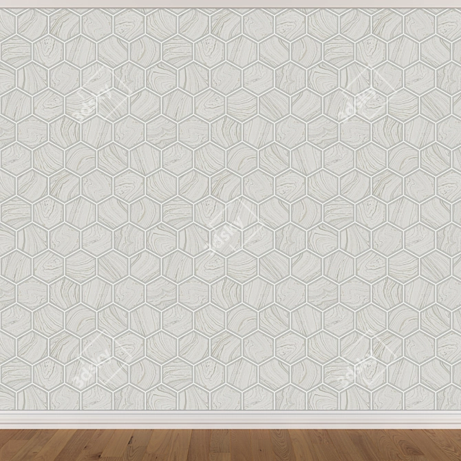 Seamless Wallpaper Set: 3 Colors 3D model image 4