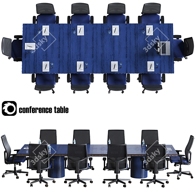 Optimized High Detail Conference Table 3D model image 1