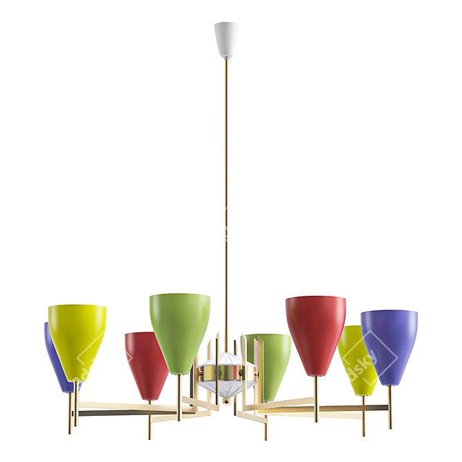 Italian Multi-Colored Modernist Chandelier 3D model image 1