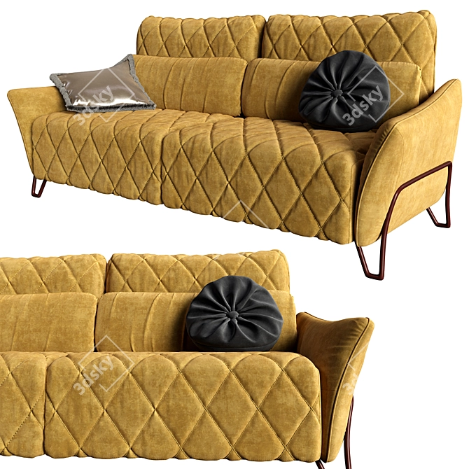 Elegant Rhomboid Quilted Sofa 3D model image 1