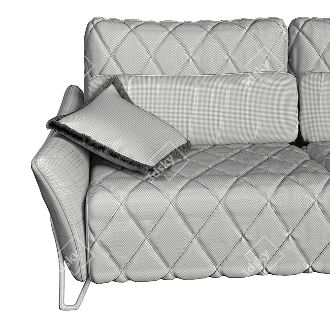 Elegant Rhomboid Quilted Sofa 3D model image 5