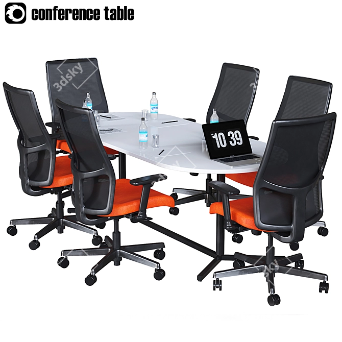 Optimized High Detail Conference Table 3D model image 1