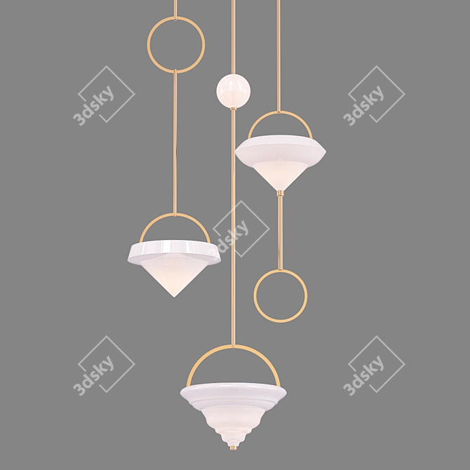 Elegant Satin Khora Chandelier 3D model image 1