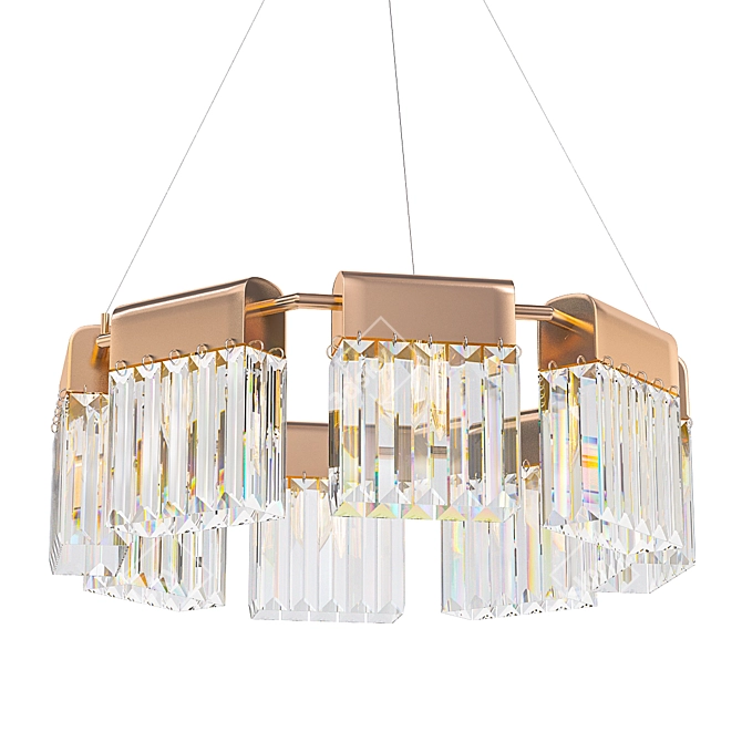 Golden Crystal Pendant Lighting 3D model image 1