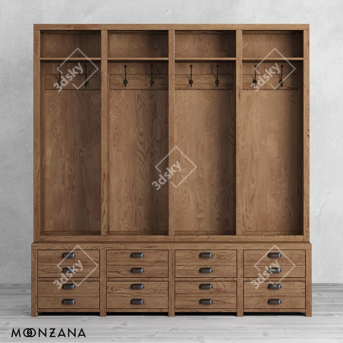 Moonzana Printmaker Oak Wardrobe-Hanger 3D model image 2