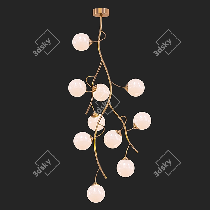 Modern Brass Chandelier with Glass Shades 3D model image 1