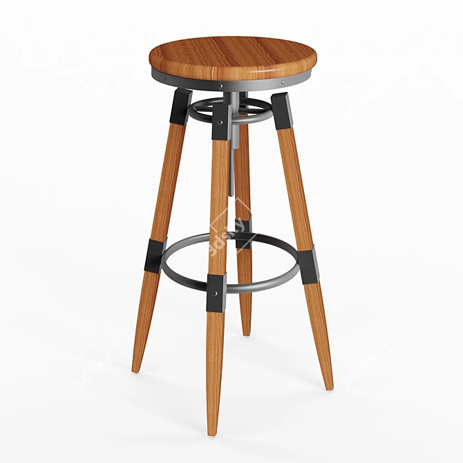 Wooden Backless Swivel Counter Stool 3D model image 1