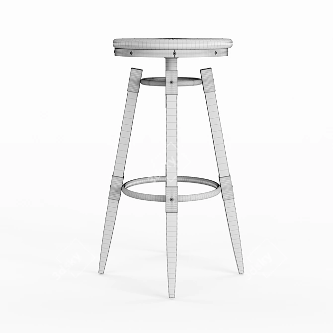 Wooden Backless Swivel Counter Stool 3D model image 4