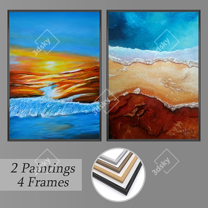 Versatile Set of Wall Paintings & Frames 3D model image 1