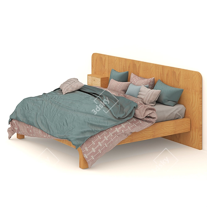 Modern 3D Bed: 2017+2014 Design 3D model image 3