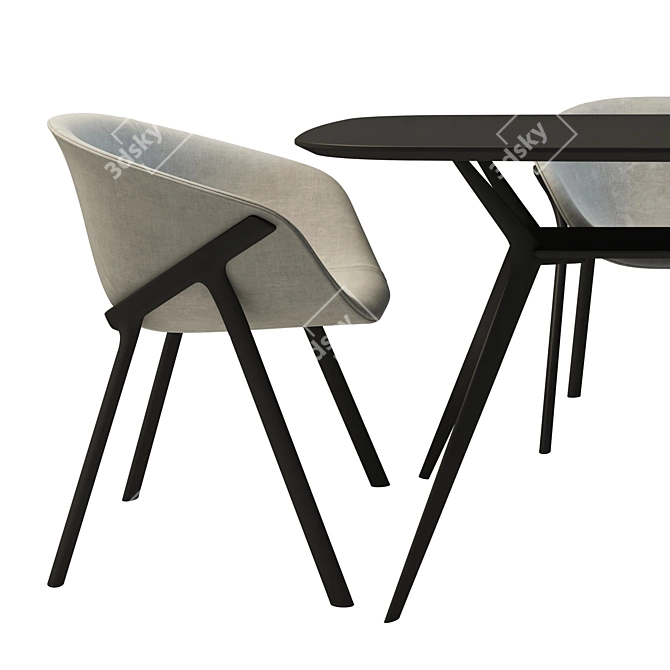 Modern Dining Set: Alias Biplane Table + Kobi Soft Chair 3D model image 2