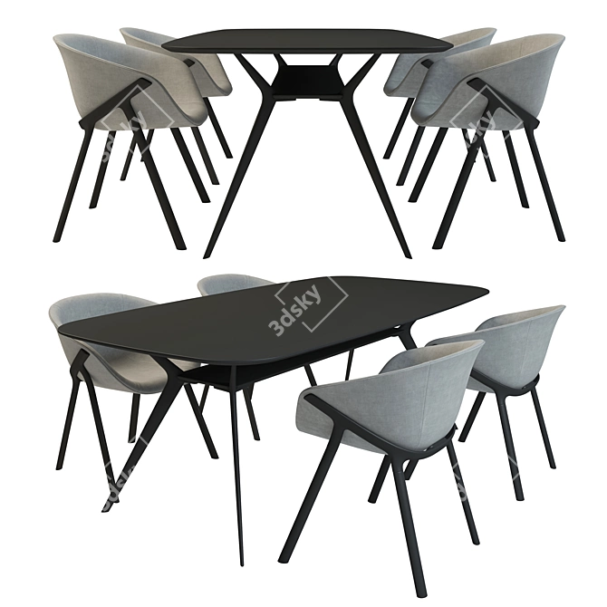 Modern Dining Set: Alias Biplane Table + Kobi Soft Chair 3D model image 4