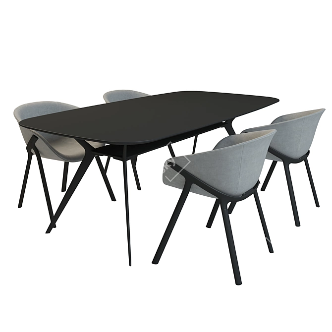 Modern Dining Set: Alias Biplane Table + Kobi Soft Chair 3D model image 5