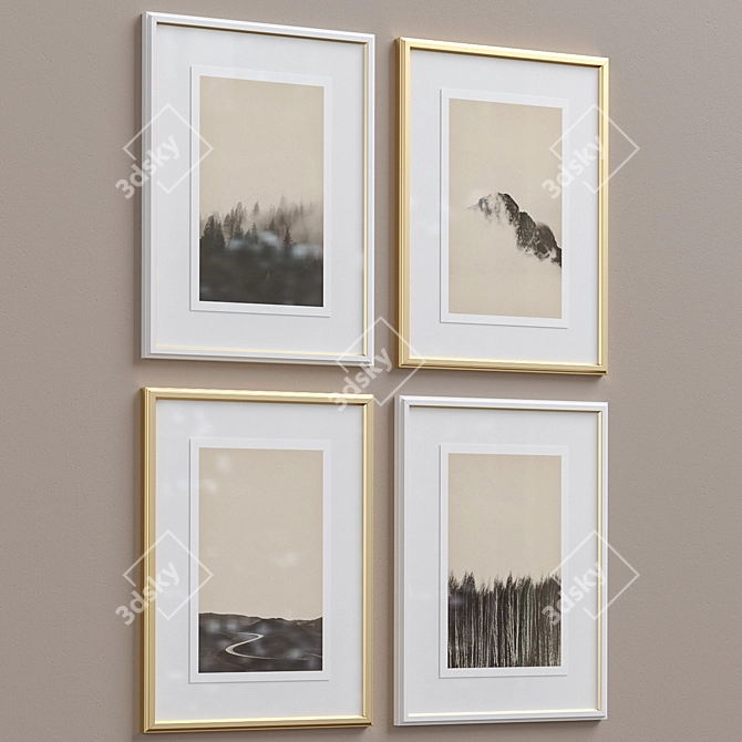 Sepia Nature Framed Print Set 3D model image 2