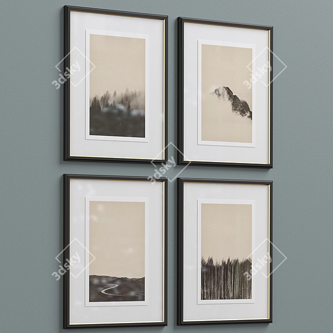 Sepia Nature Framed Print Set 3D model image 3